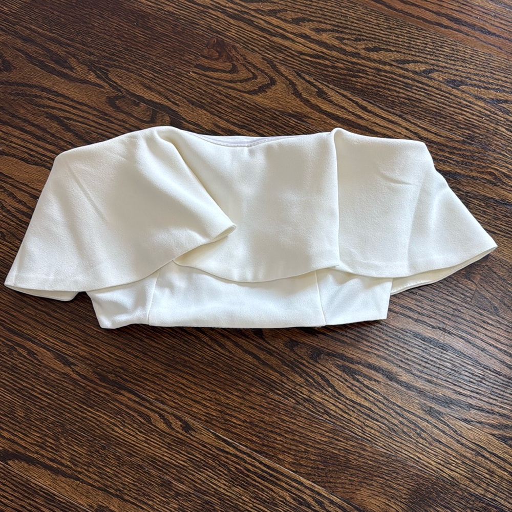 White frilly bandou top